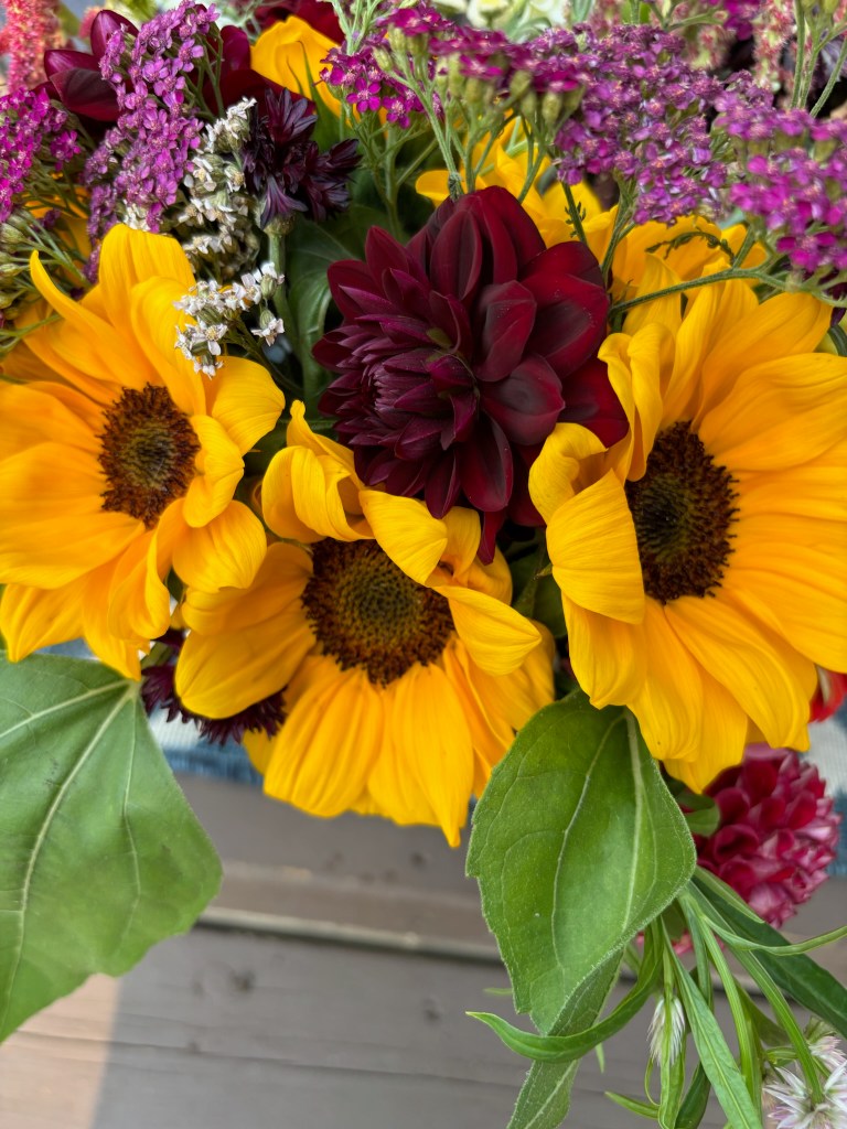 Bloom Bar Thunder Bay sunflowers and dahlias